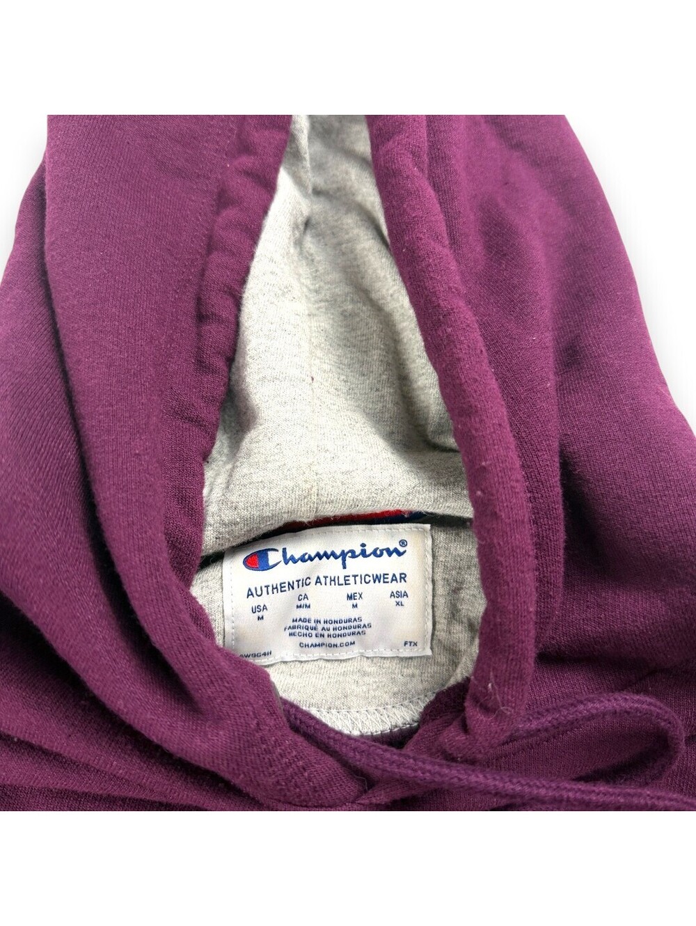 ๐ Hoodie Mens Medium Purple Maroon Pullover Sweatshirt Cozy Classic Champion - Picture 7 of 8